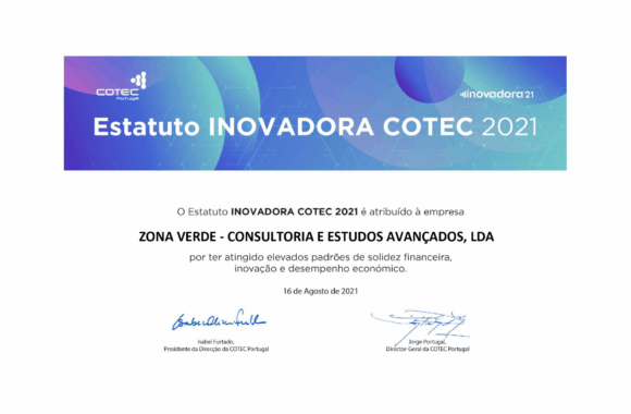 Certificado 2021 Inovadora COTEC__ZONAVERDE Certificado 2021 Inovadora COTEC__ZONAVERDE